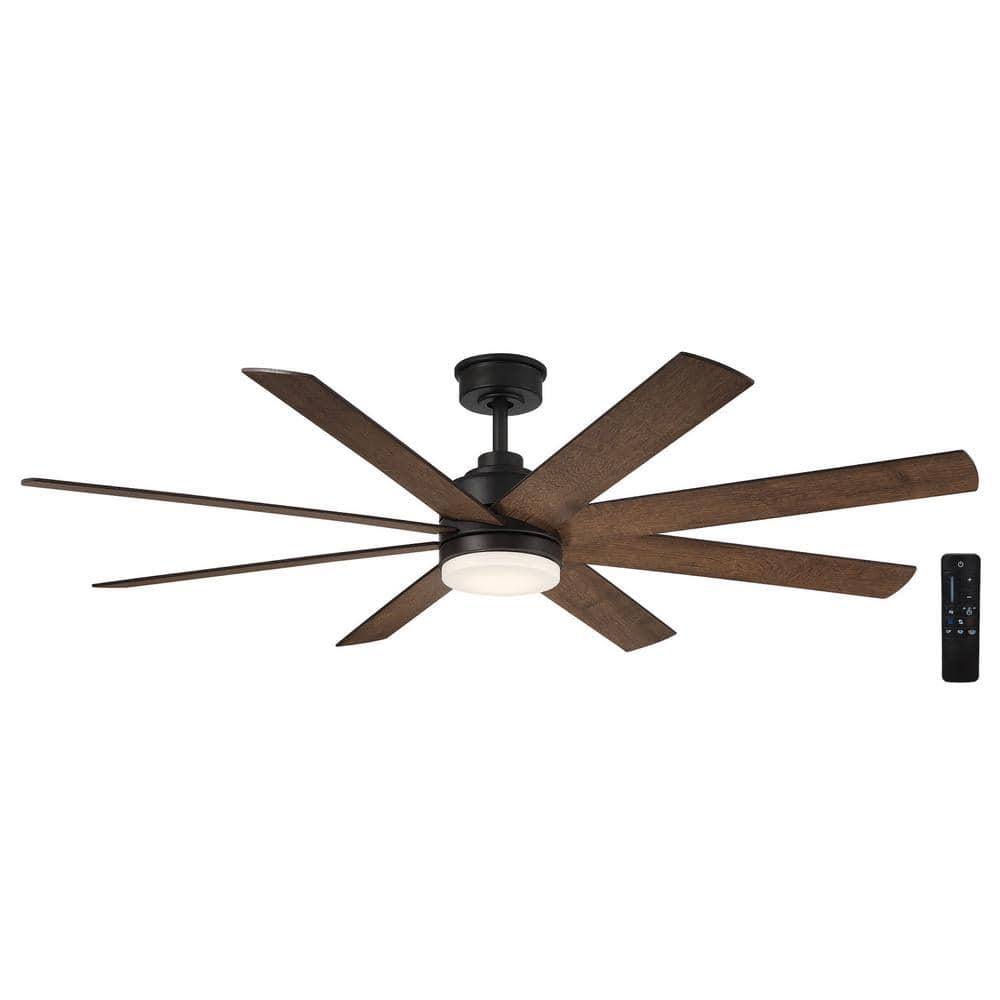 Celene 62 in. Indoor/Outdoor Matte Black Whiskey Barrel Blades Ceiling Fan with Adjustable White LED with - Product image 1