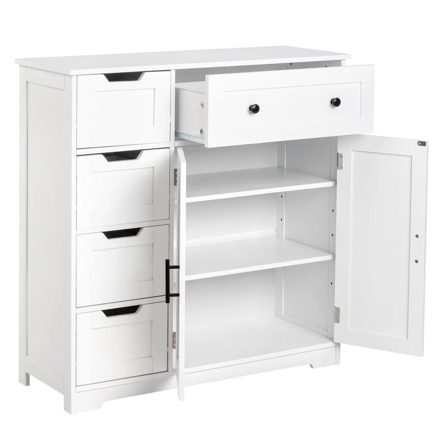 Ktaxon Wooden Bathroom Floor Cabinet with 4 Drawers & 1 Cupboard for Living Room Entryway, White - Product image 31