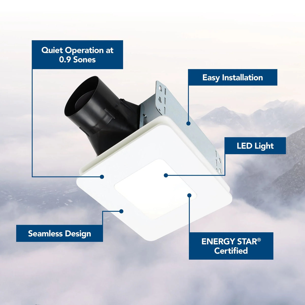 0.9-Sone 60-CFM White Lighted Bathroom Fan (ENERGY STAR Certified) - Product image 1
