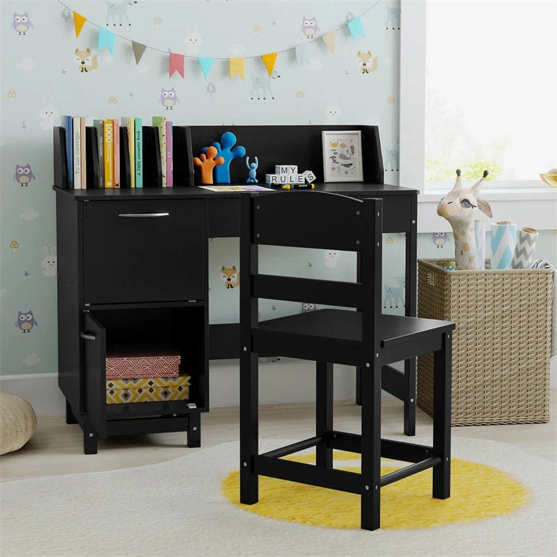 Wooden Kids Desk and Chair Set with Hutch, Storage Drawer & Cabinet - Product image 1