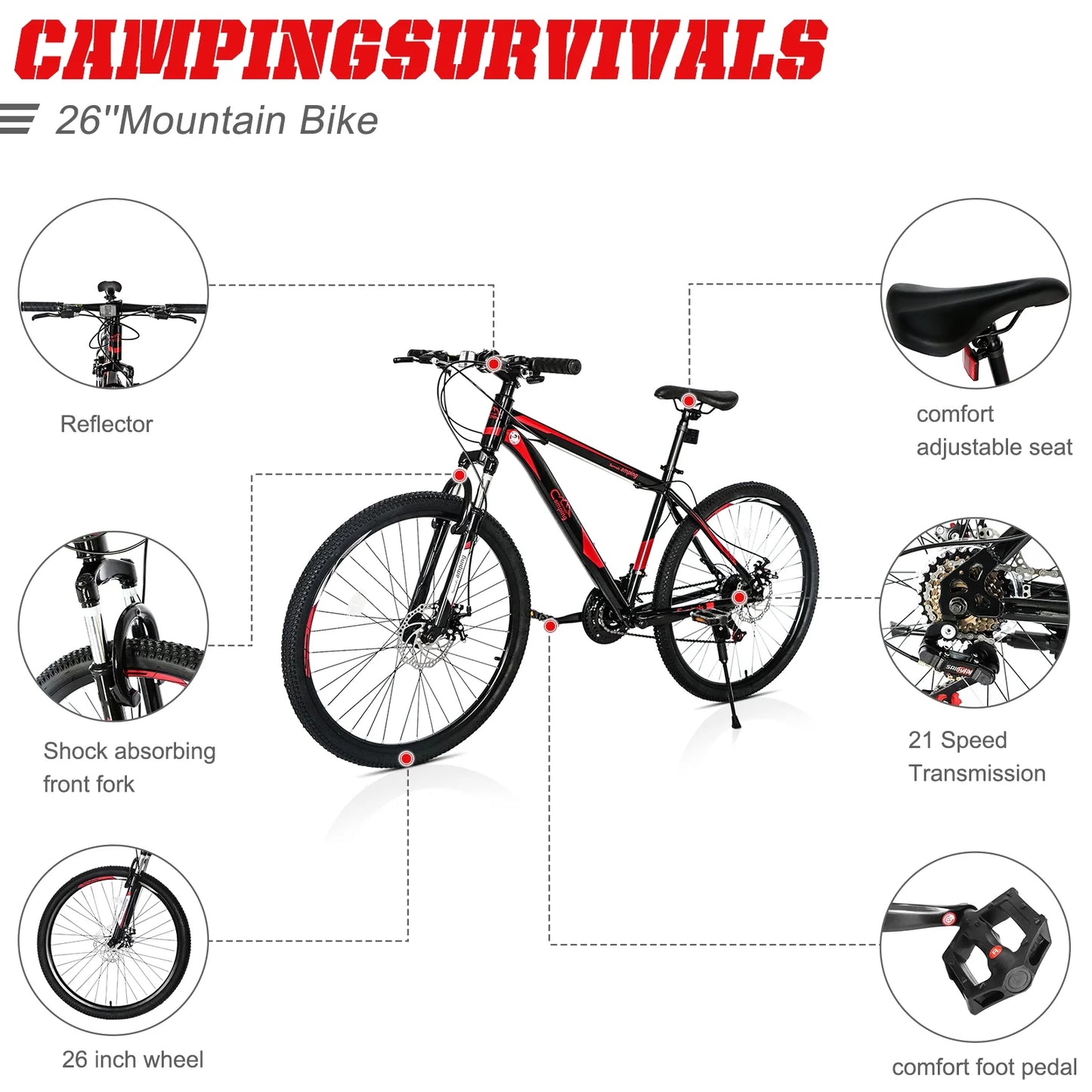 26 in 21 Speed explorer Red Black Mountain Bike - Product image 4