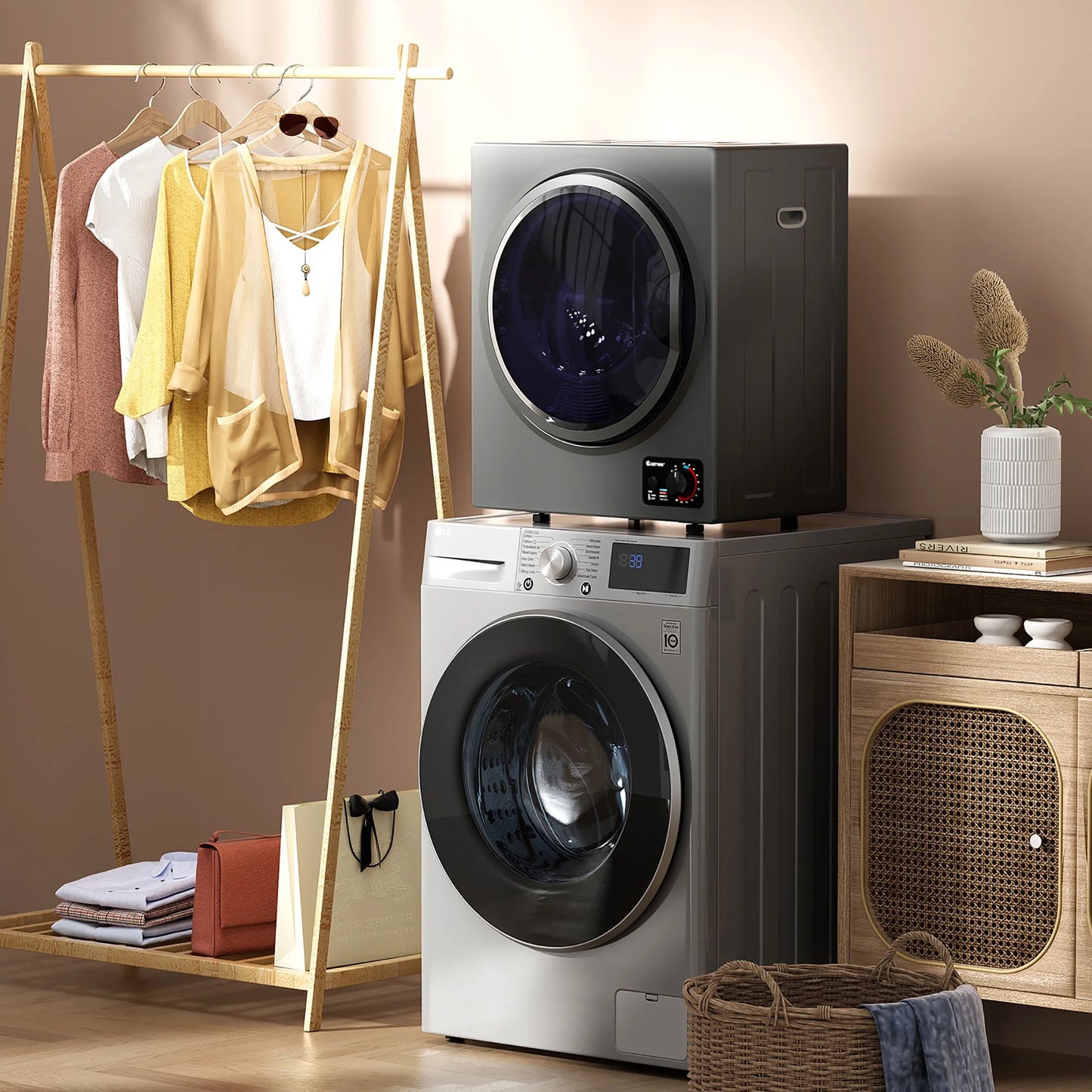 Costway Electric Tumble Compact Laundry Dryer Stainless Steel Wall Mounted 1.5 Cu .ft - Product image 6