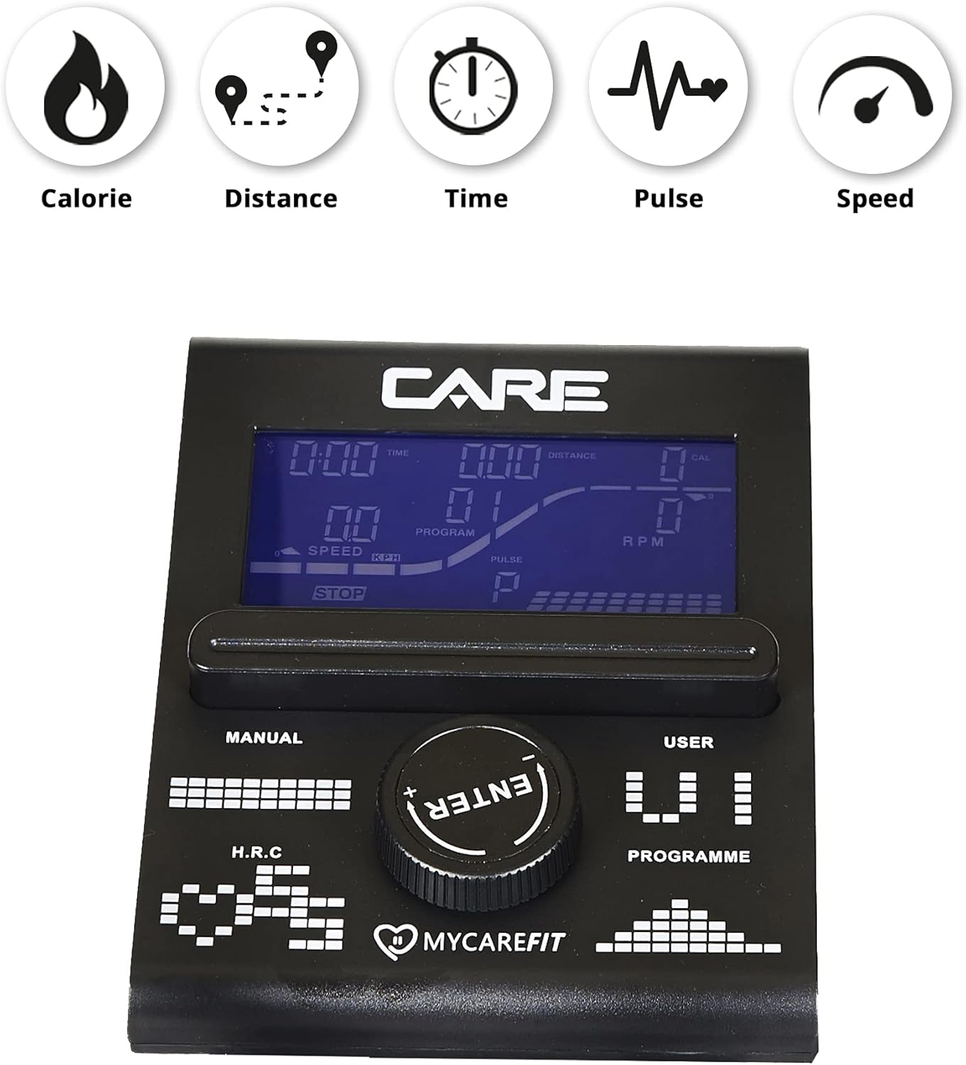 Care Fitness - Motorized Elliptical Trainer CE-685-24 Difficulty Levels - 24 Programs - LCD Screen Counter - USB Port - Tablet Holder - Kinomap Application Compatible