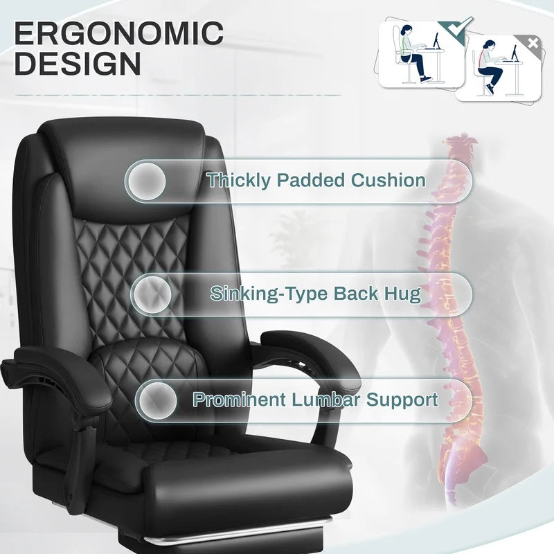 Homall Home Office Chair Adjustable Executive Leather Chair with Arms Ergonomic High Back Cushion Lumbar - Product image 7