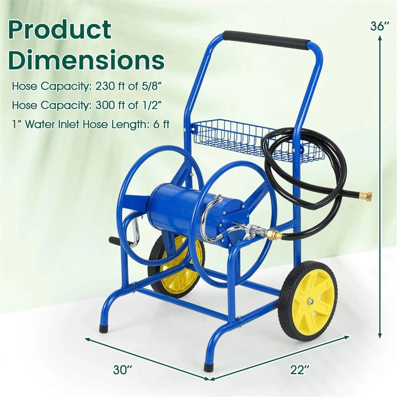 Garden Hose Reel Cart Holds 230FT of 5/8" Hose, Heavy-Duty Hose Cart with 2 Wheels & Storage Basket - Product image 14