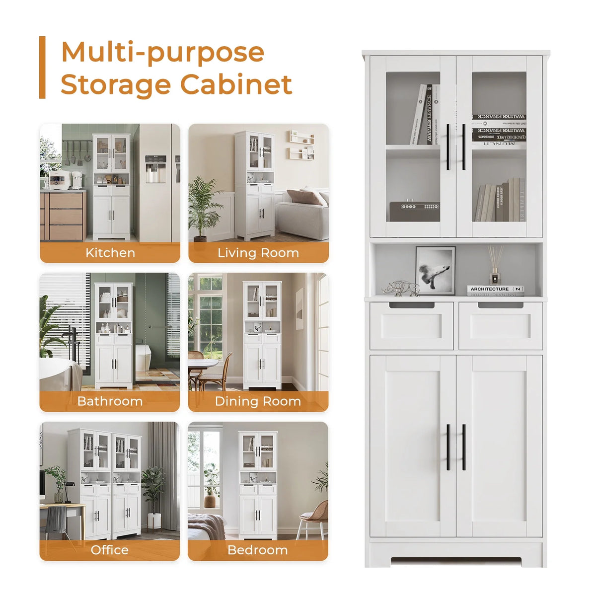 Ktaxon Wooden Bathroom Floor Cabinet with 4 Drawers & 1 Cupboard for Living Room Entryway, White - Product image 14