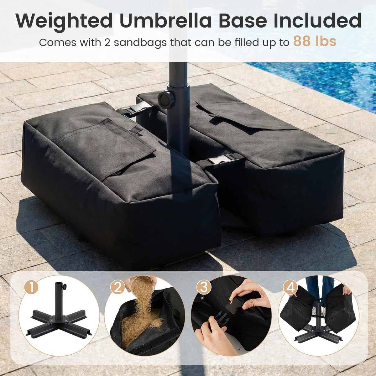 Tangkula 9 FT Solar Patio Umbrella with 32 LED Lights - Product image 8