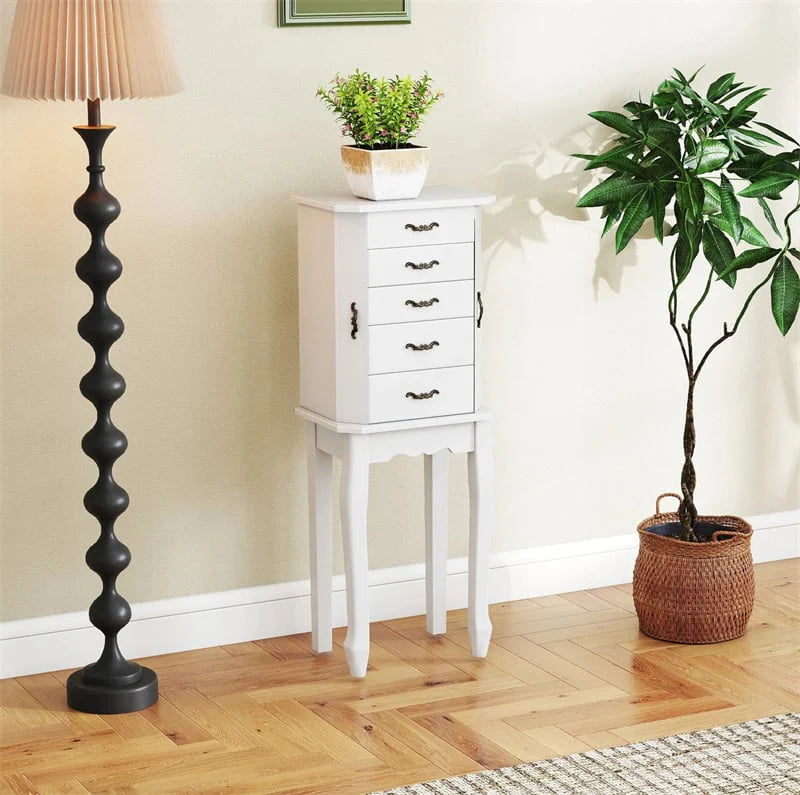 Standing Jewelry Armoire Cabinet with Flip Top Mirror, 4 Drawers, 2 Side Doors & Necklace Hooks - Product image 25