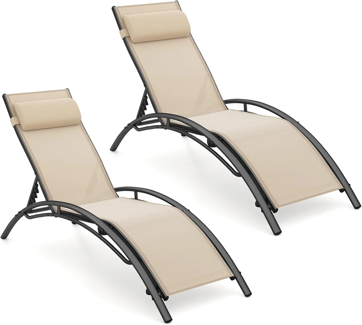 Tangkula Patio Chaise Lounges with 5-Position Backrest-Black - Product image 10