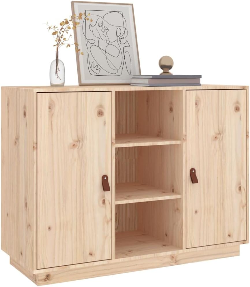 vidaXL Sideboard, Side Cabinet with Compartment, Cupboard with Door, Living Room Storage Unit, Modern, Brown Solid Pine Wood
