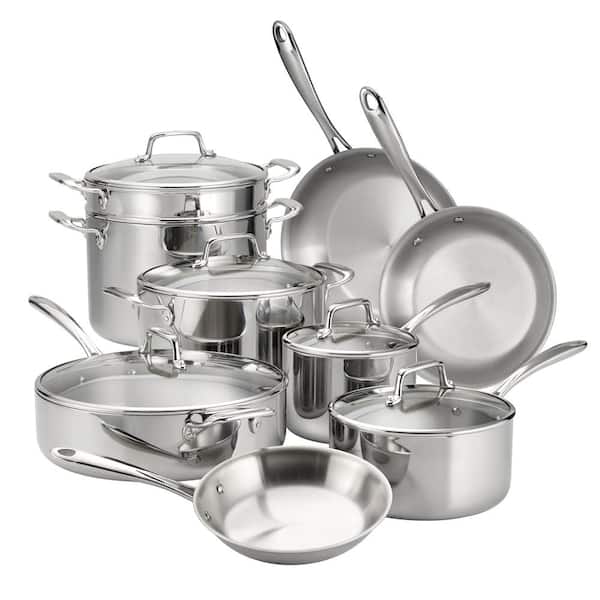 14 Piece Tri - Ply Clad Stainless Steel Cookware Set with Glass Lids - Product image 1