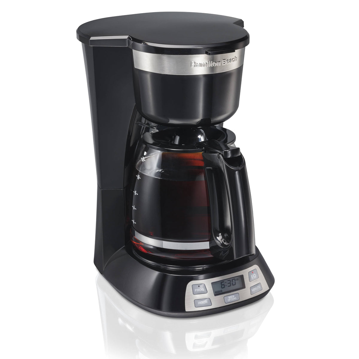 Hamilton Beach Programmable Coffee Maker, 12 Cups, Stainless Steel Accents, 49632, Black - Product image 1