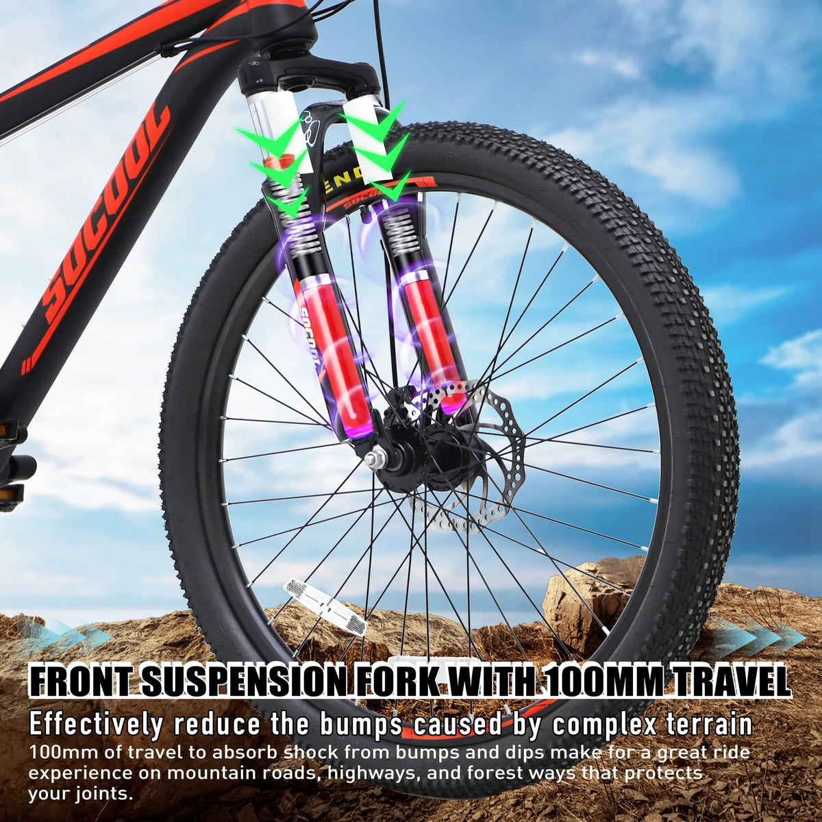 Mountain Bike, Mountain 26 in 21 - Speed Bicycle - Mens/Womens Hybrid Junior Road Bike (Black and White) - Product image 3