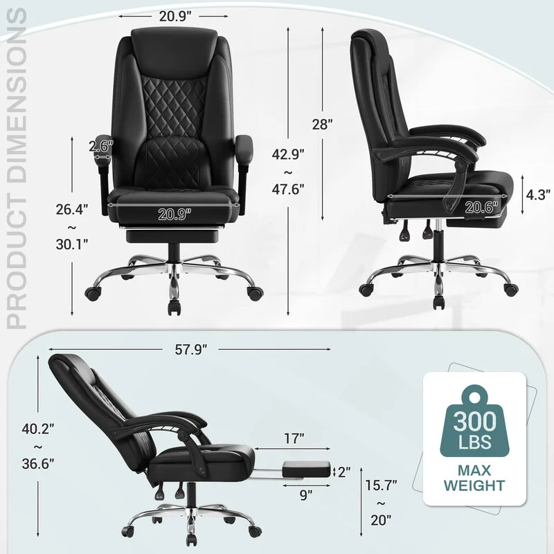Homall Home Office Chair Adjustable Executive Leather Chair with Arms Ergonomic High Back Cushion Lumbar - Product image 9