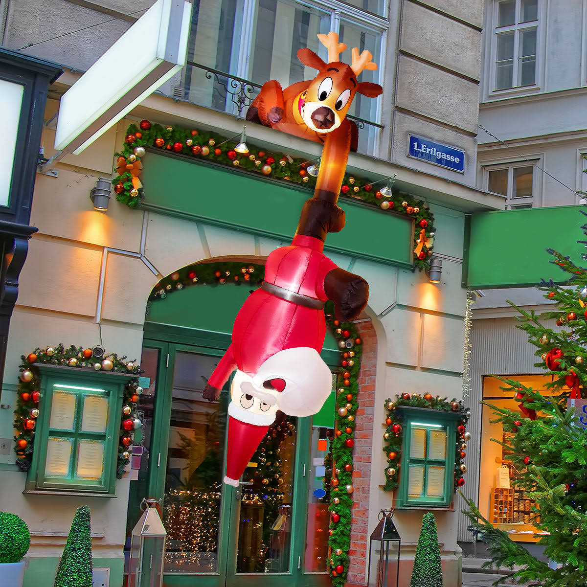 7.8ft Inflatable Reindeer and Santa Falling Christmas Hanging Decoration - Product image 1