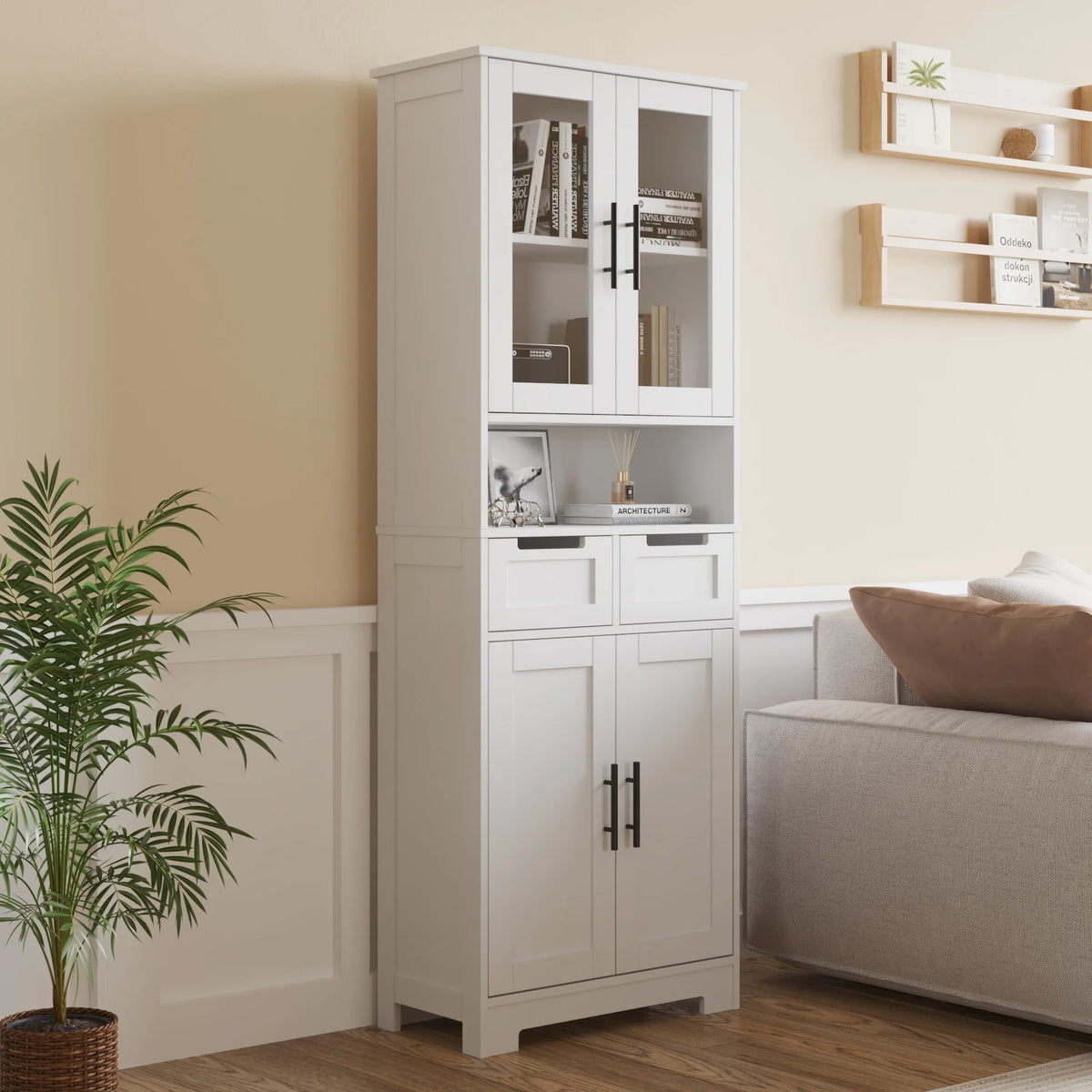 Ktaxon Wooden Bathroom Floor Cabinet with 4 Drawers & 1 Cupboard for Living Room Entryway, White - Product image 15