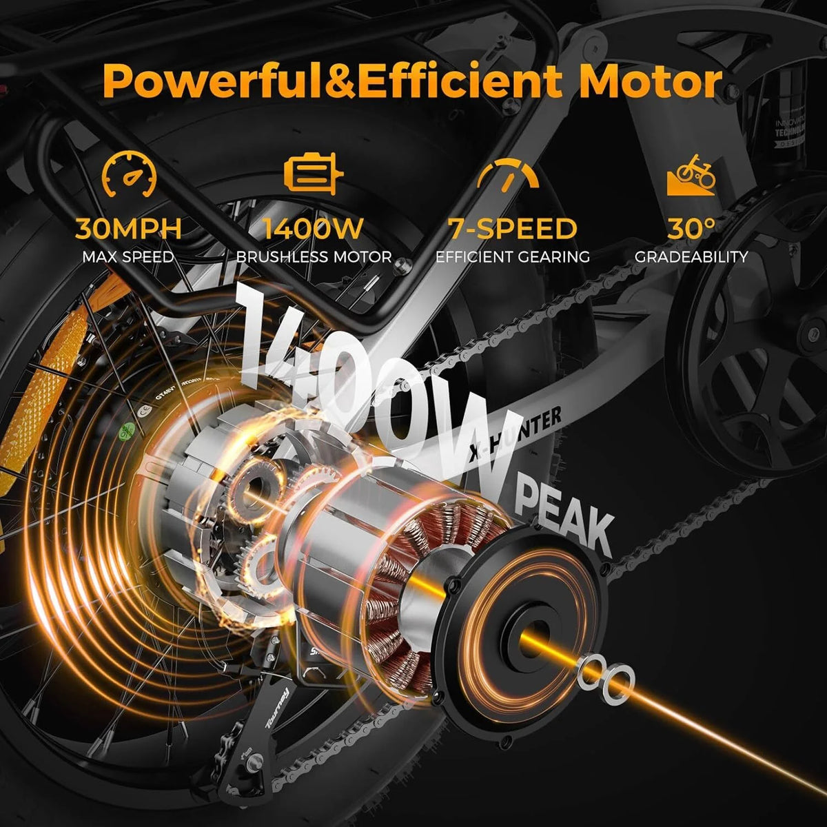 Jasion X - Hunter Electric Bike for Adults, 750W Motor Electric Bicycle with 48V 13AH Removable Battery - Product image 16