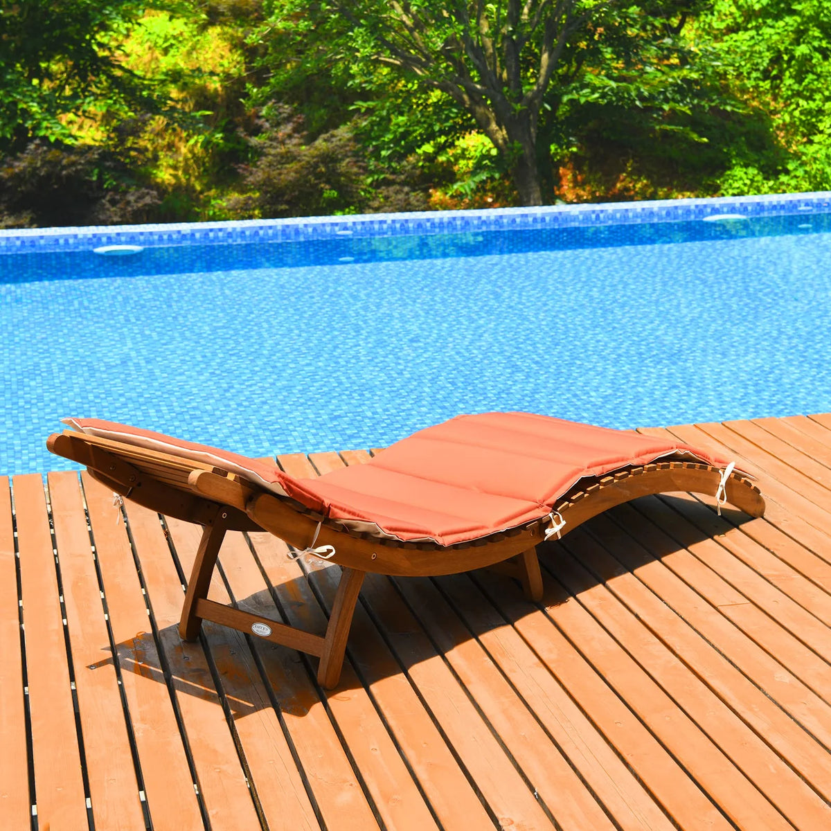 Tangkula Folding Patio Lounge Chair, Solid Eucalyptus Wood Sun Lounger Chair - Product image 3
