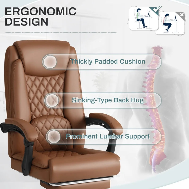 Homall Home Office Chair Adjustable Executive Leather Chair with Arms Ergonomic High Back Cushion Lumbar - Product image 19