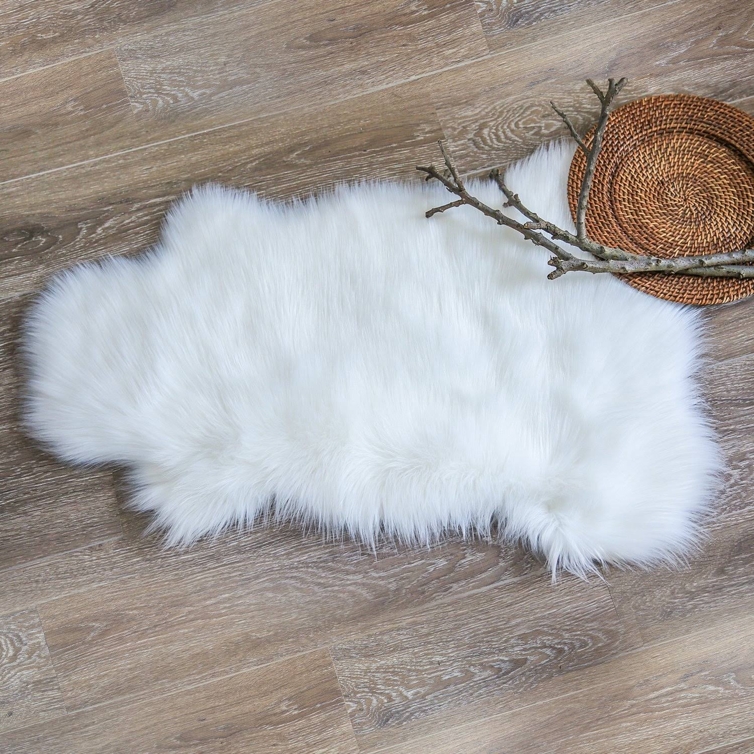 Ashler Soft Faux Sheepskin Fur Rug Chair Couch Cover White Area Rug Bedroom Floor Sofa Living Room 2 x 3 - Product image 1