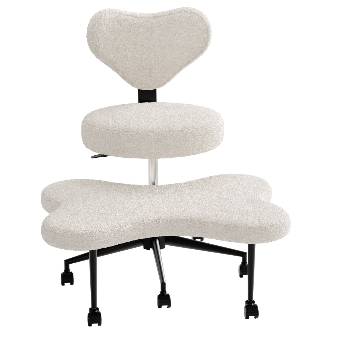 Pinmoco Ergonomic Cross Legged Swivel Chair, Adjustable Height and Teddy Fabric - Product image 12