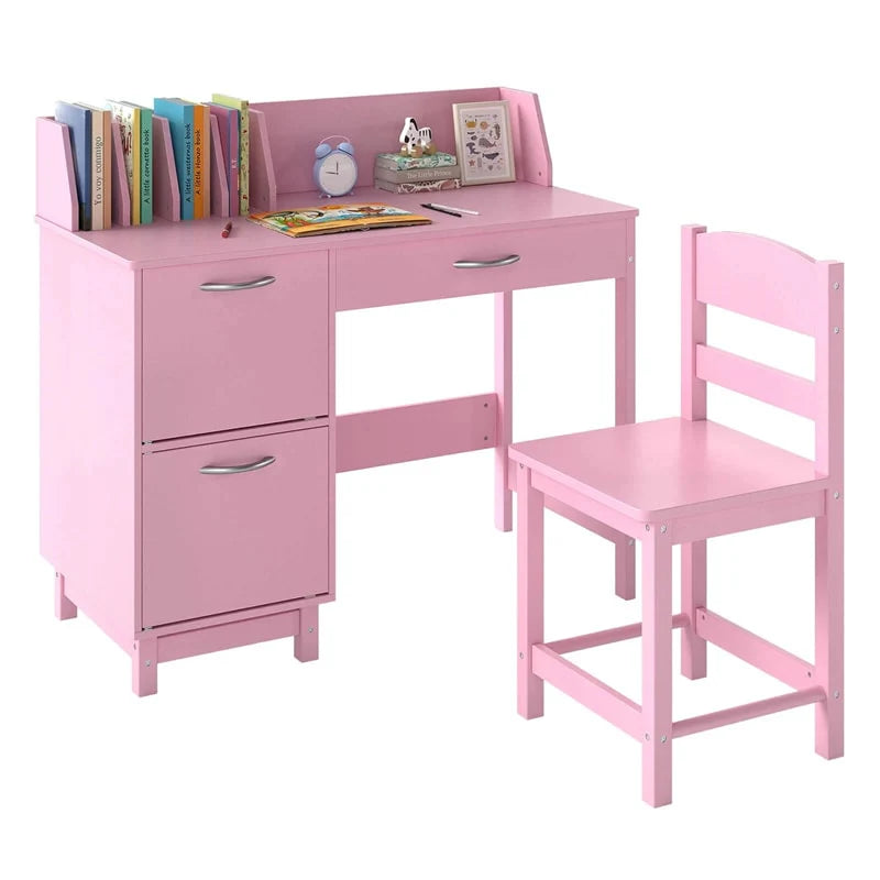 Wooden Kids Desk and Chair Set with Hutch, Storage Drawer & Cabinet - Product image 32