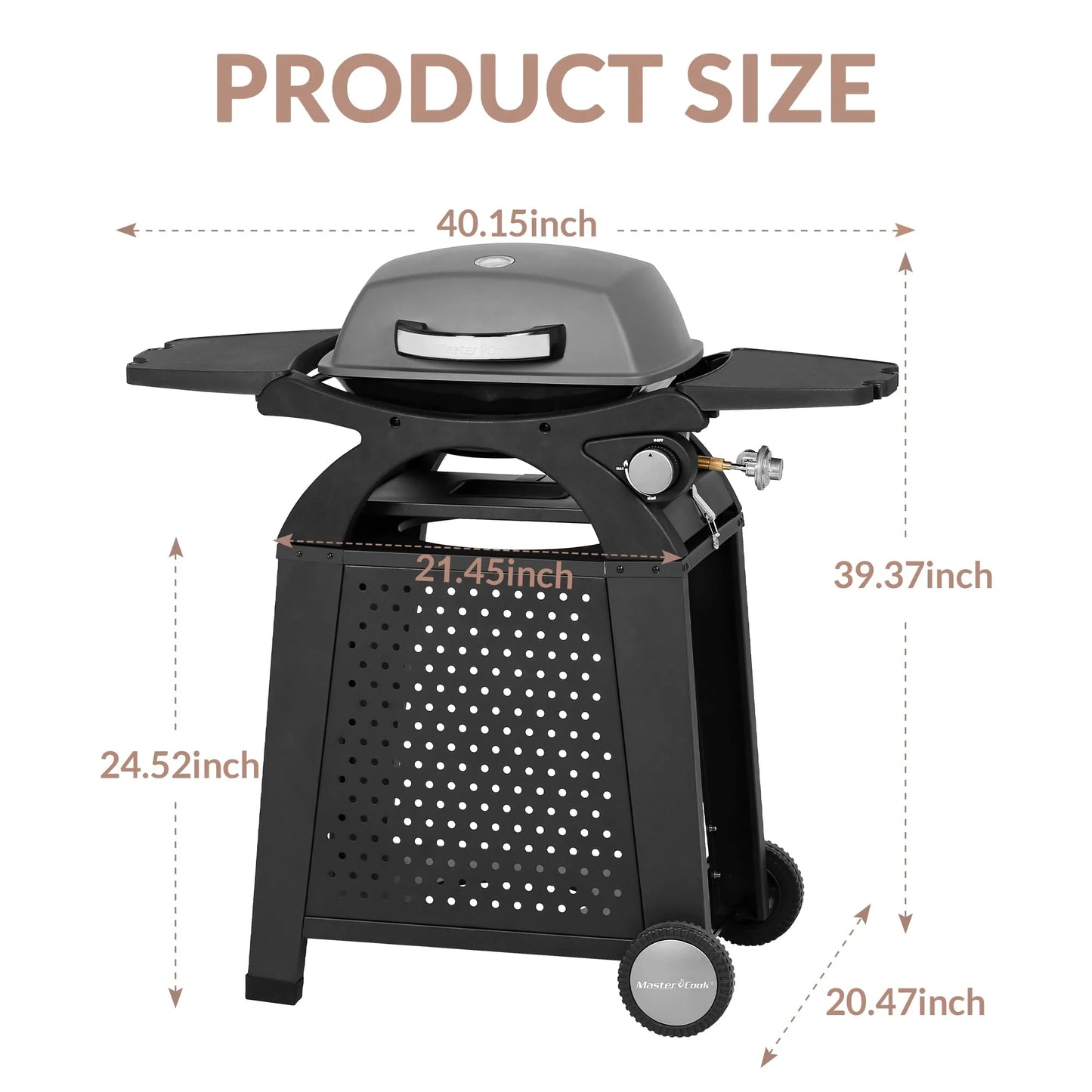 MASTER COOK Propane Gas Grill, Portable Tabletop Barbecue Grill with Cart for Patio, Camping, Travel - Product image 5