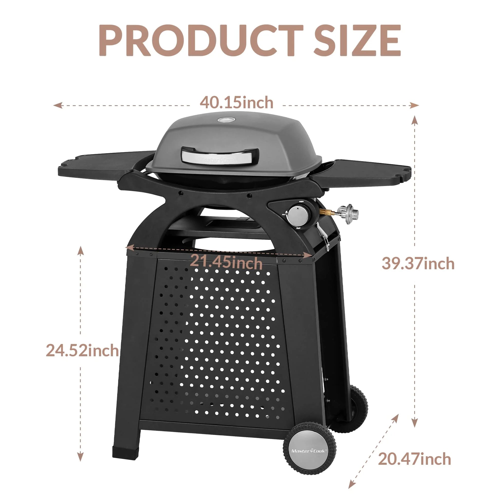 MASTER COOK Propane Gas Grill, Portable Tabletop Barbecue Grill with Cart for Patio, Camping, Travel - Product image 5