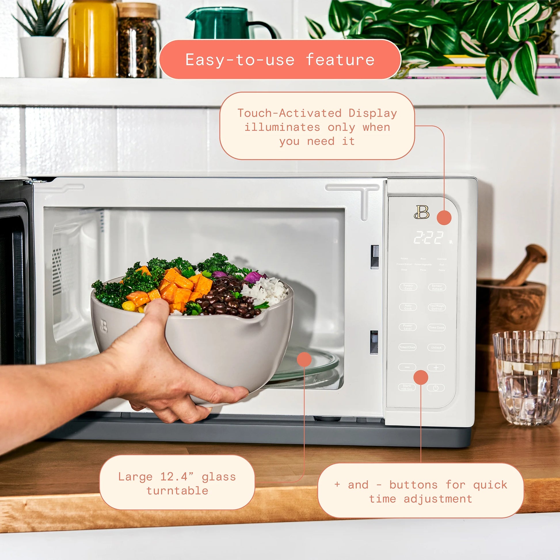 Beautiful 1.1 cu ft 1000 Watt, Sensor Microwave Oven, White Icing by Drew Barrymore, New - Product image 10
