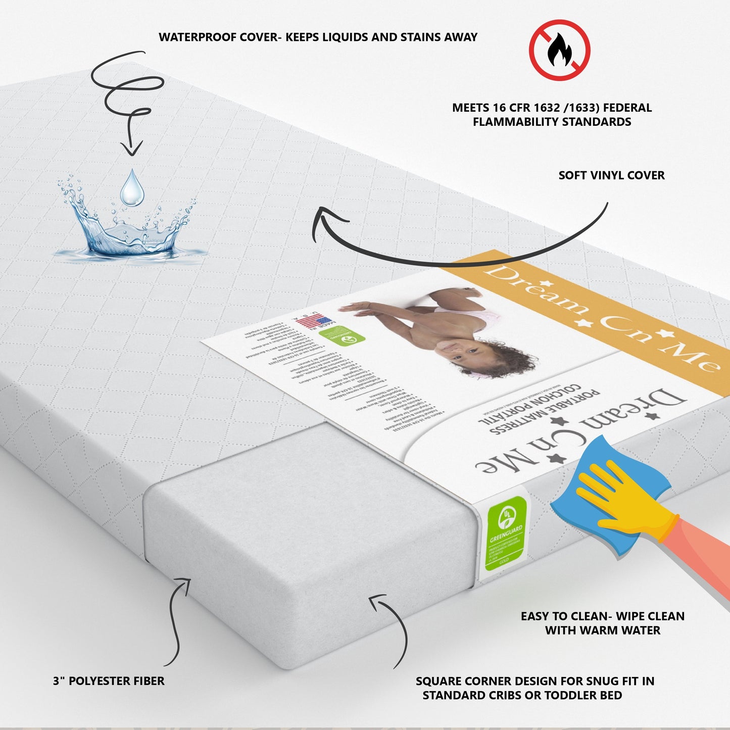 on Me. Sunset 3 Extra Firm Fiber Portable Crib Mattress - Product image 2