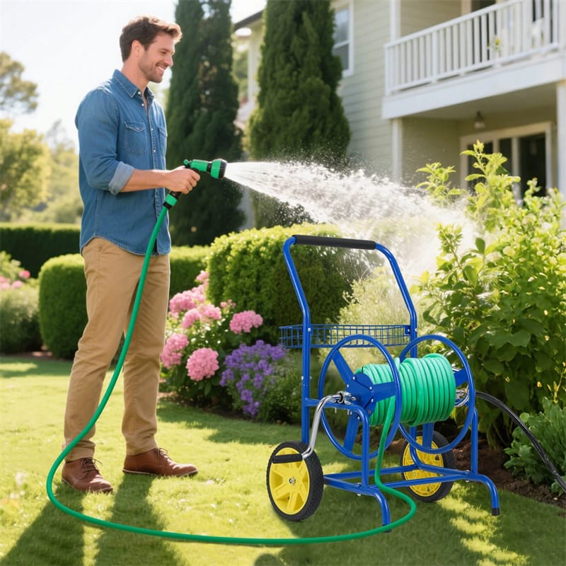 Garden Hose Reel Cart Holds 230FT of 5/8" Hose, Heavy-Duty Hose Cart with 2 Wheels & Storage Basket - Product image 20