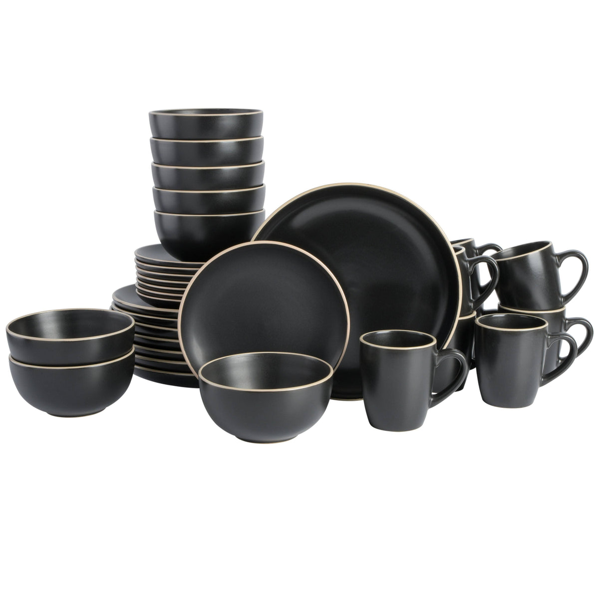 Gibson Home Rockaway 32-Piece Dinnerware Set Black - Product image 1