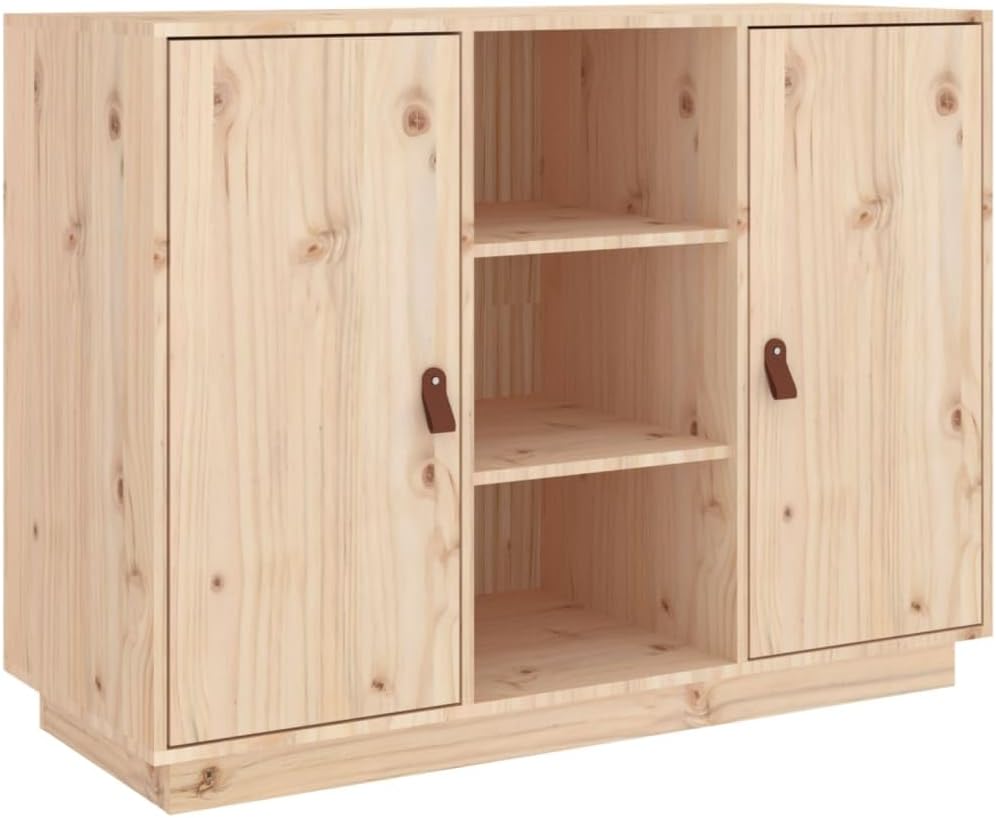 vidaXL Sideboard, Side Cabinet with Compartment, Cupboard with Door, Living Room Storage Unit, Modern, Brown Solid Pine Wood