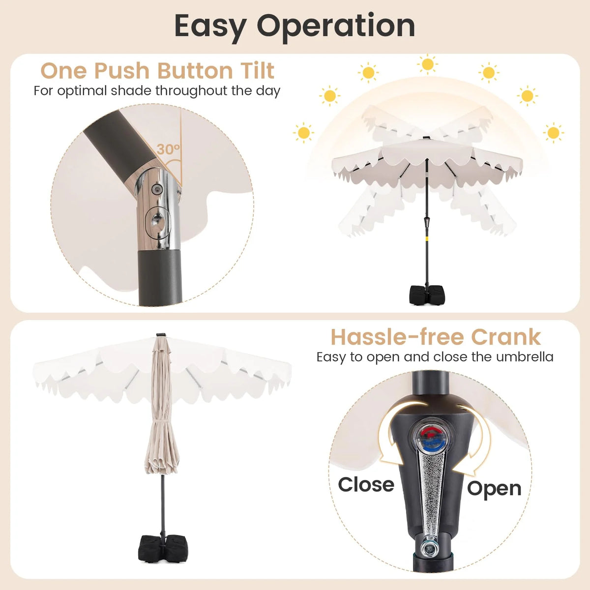 Tangkula 9 FT Solar Patio Umbrella with 32 LED Lights - Product image 5