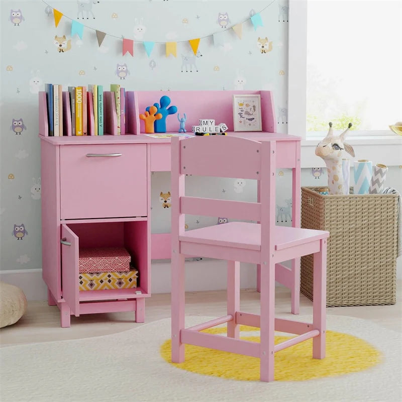 Wooden Kids Desk and Chair Set with Hutch, Storage Drawer & Cabinet - Product image 31