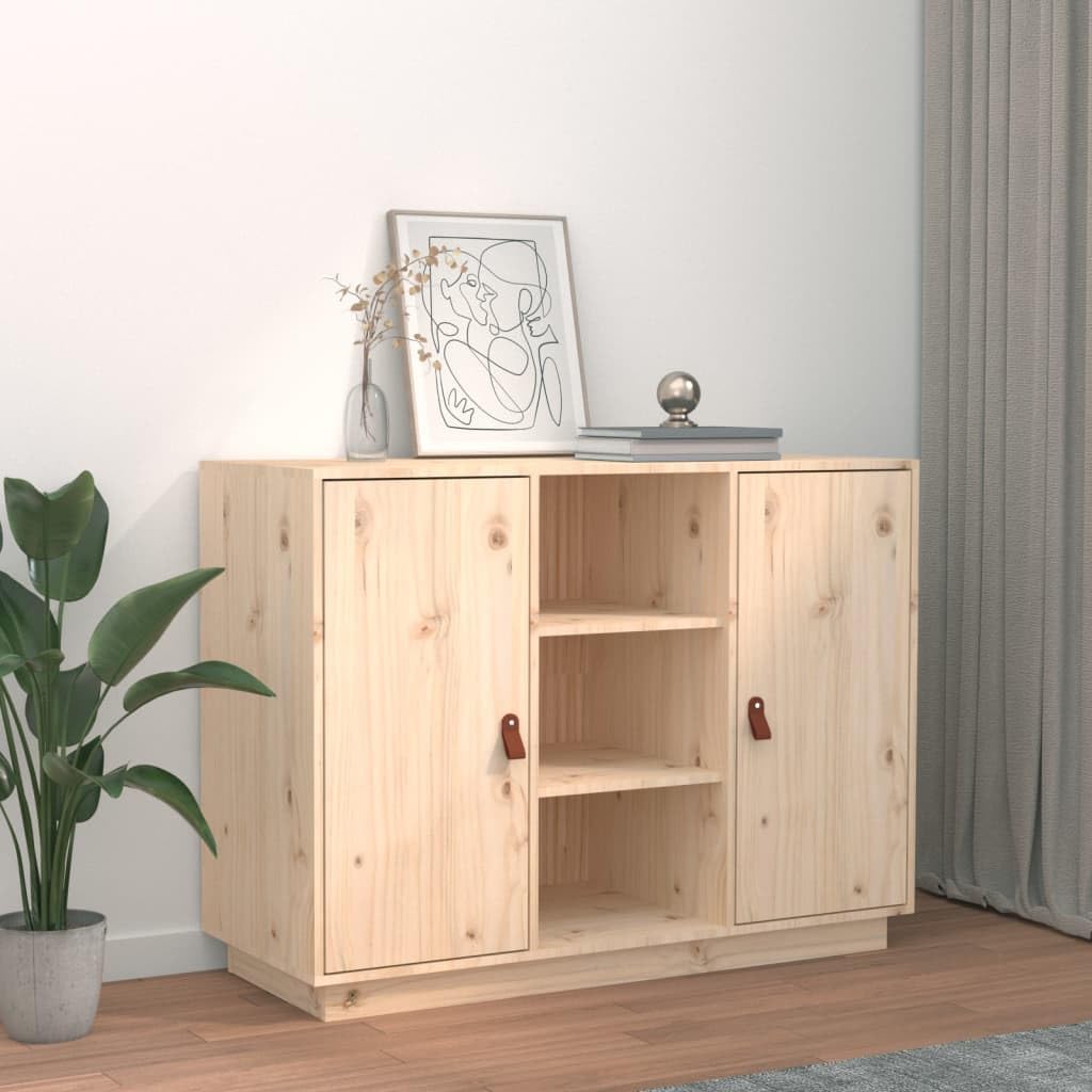vidaXL Sideboard, Side Cabinet with Compartment, Cupboard with Door, Living Room Storage Unit, Modern, Brown Solid Pine Wood