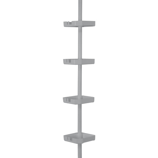 Bath Bliss 4 Tier Tension Corner Shower Organizer Caddy, Grey
