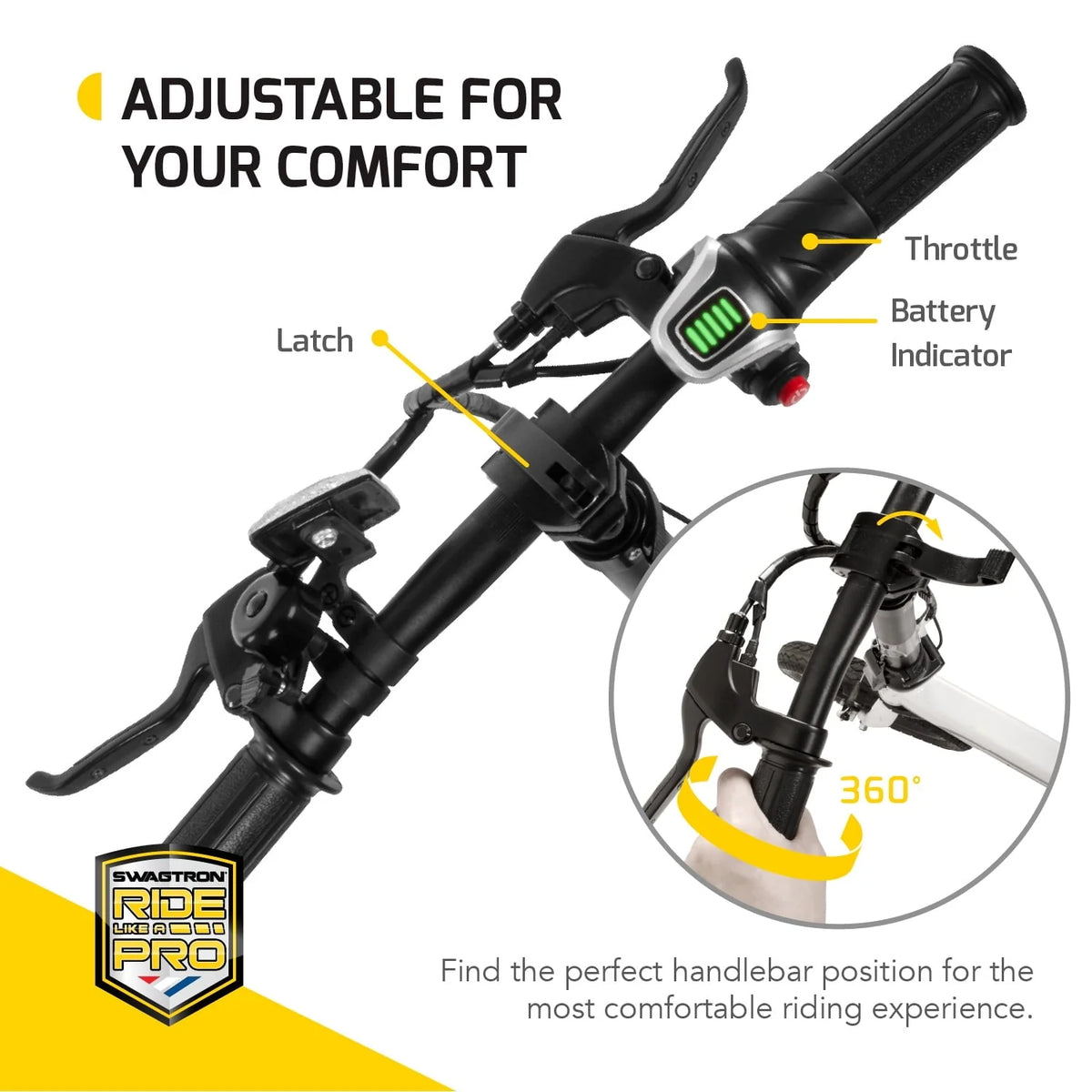 Swagtron Swagcycle EB5 Pro Plus Lightweight Aluminum Folding Electric Bike with Pedals - Product image 4