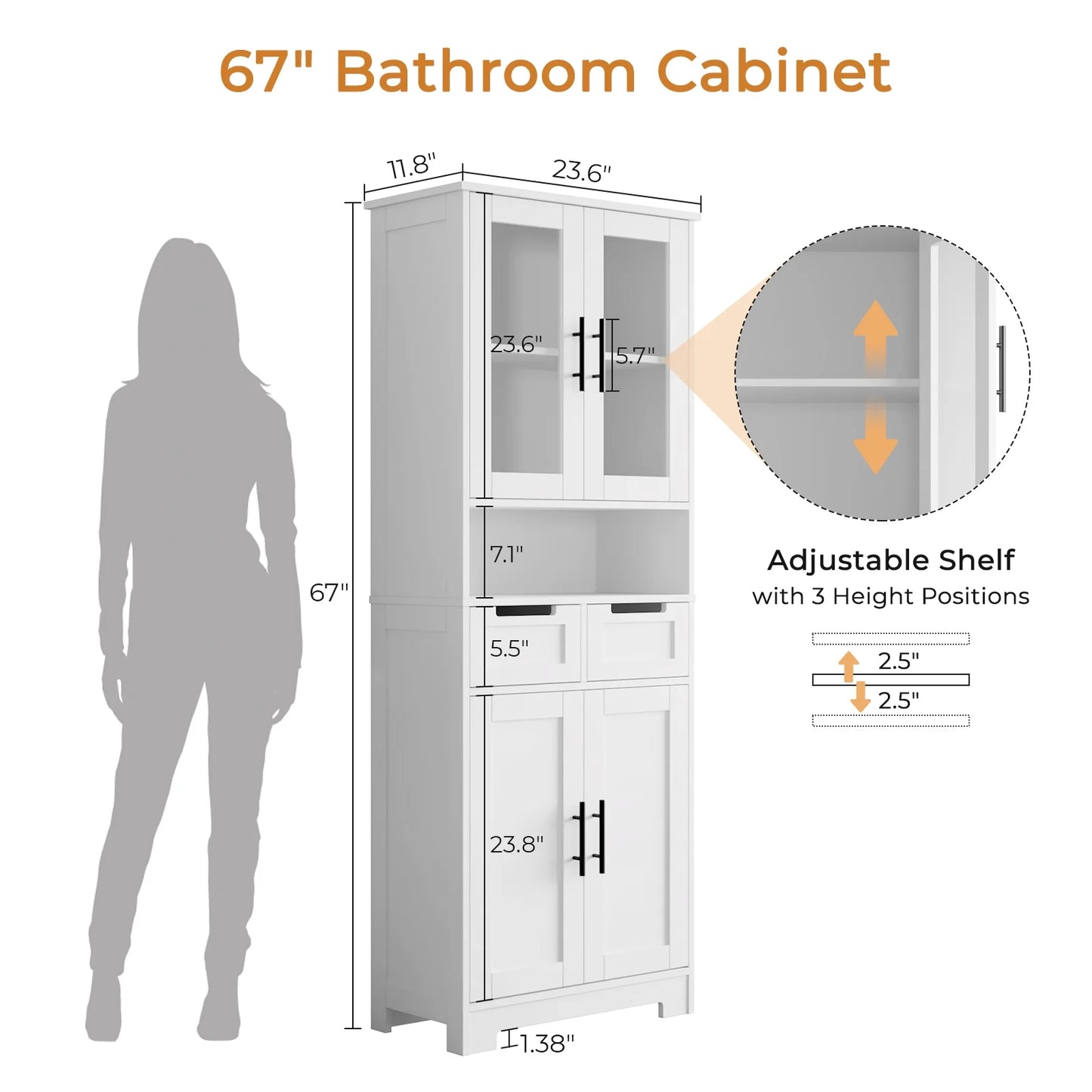 Ktaxon Wooden Bathroom Floor Cabinet with 4 Drawers & 1 Cupboard for Living Room Entryway, White - Product image 12