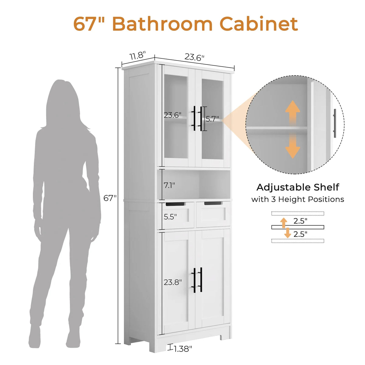 Ktaxon Wooden Bathroom Floor Cabinet with 4 Drawers & 1 Cupboard for Living Room Entryway, White - Product image 12