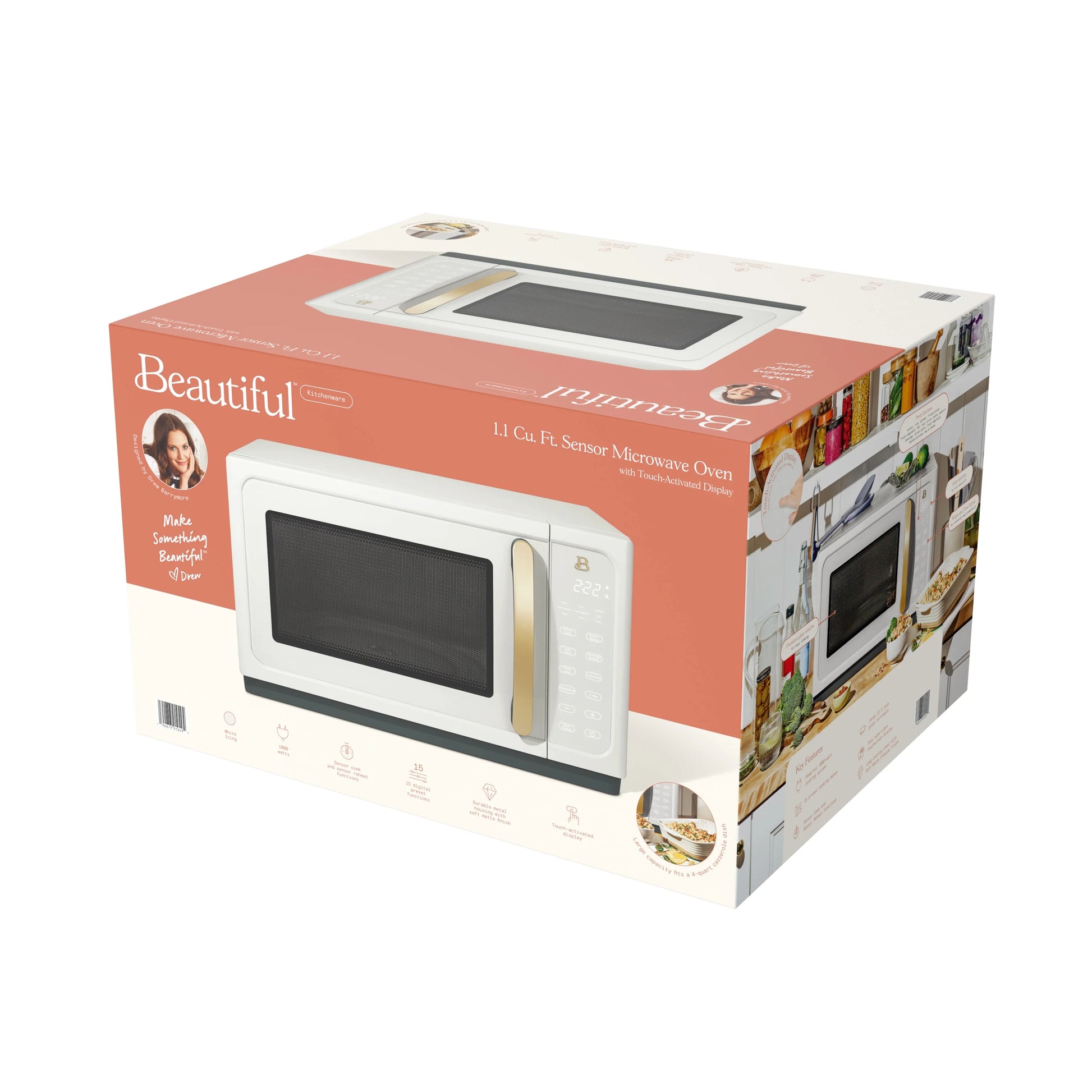 Beautiful 1.1 cu ft 1000 Watt, Sensor Microwave Oven, White Icing by Drew Barrymore, New - Product image 13