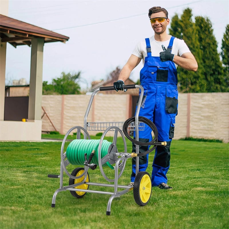 Garden Hose Reel Cart Holds 230FT of 5/8" Hose, Heavy-Duty Hose Cart with 2 Wheels & Storage Basket - Product image 22