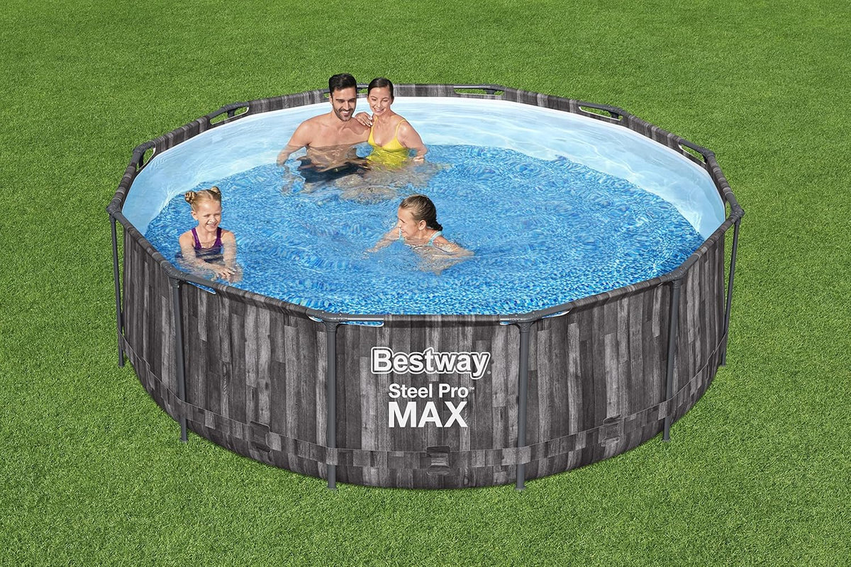 FORNOR 56141 Swimming Pool + Bomb Filter 366 x H 100 cm, Wood Effect