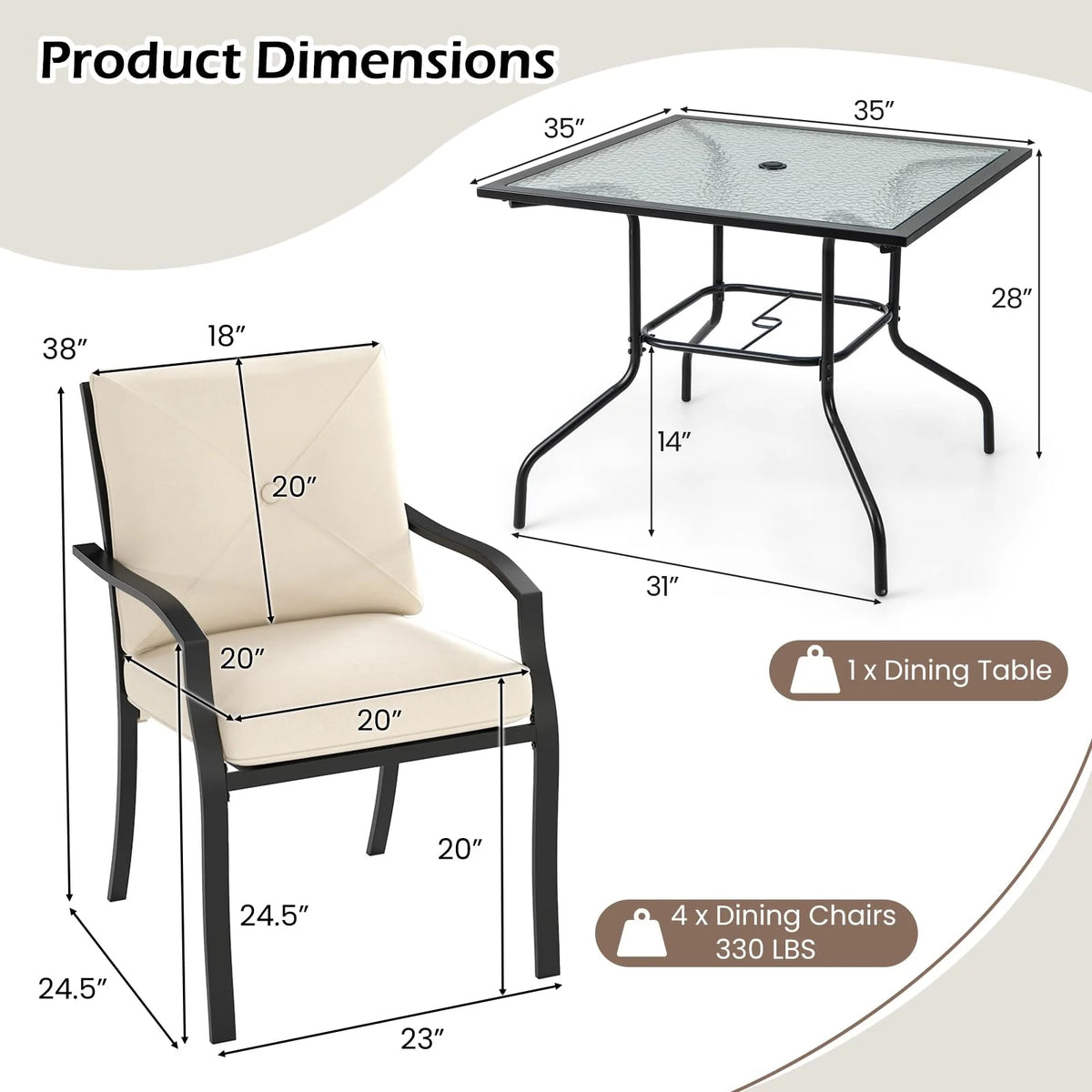 Tangkula Metal Outdoor Dining Chair Set of 2/4 Stackable Patio Chairs w/Armrests