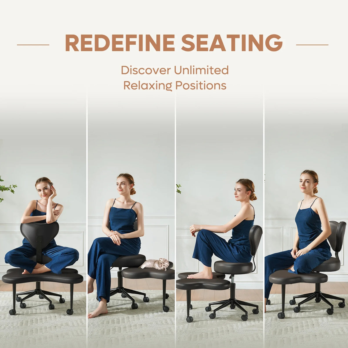 Pinmoco Ergonomic Cross Legged Swivel Chair, Adjustable Height and Teddy Fabric - Product image 18