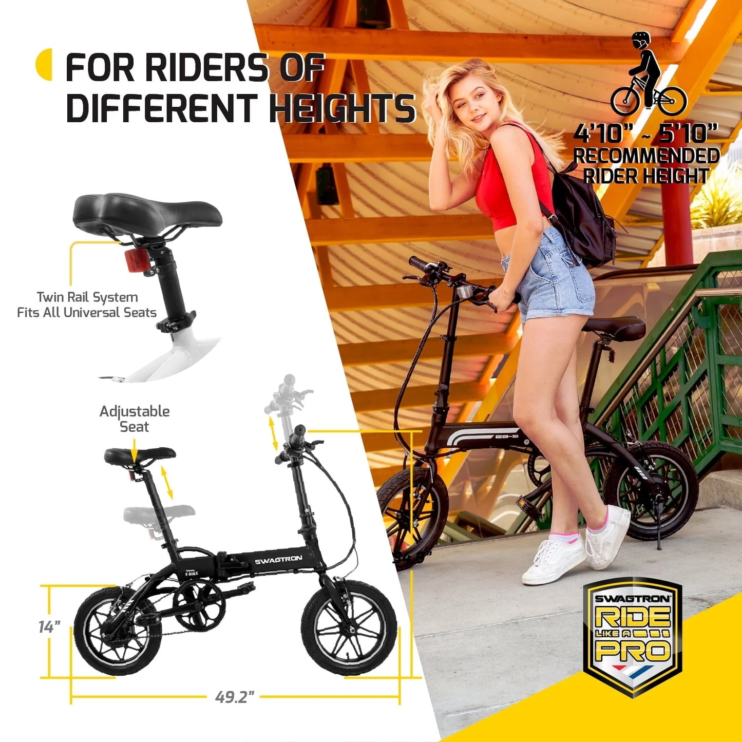 Swagtron Swagcycle EB5 Pro Plus Lightweight Aluminum Folding Electric Bike with Pedals - Product image 5