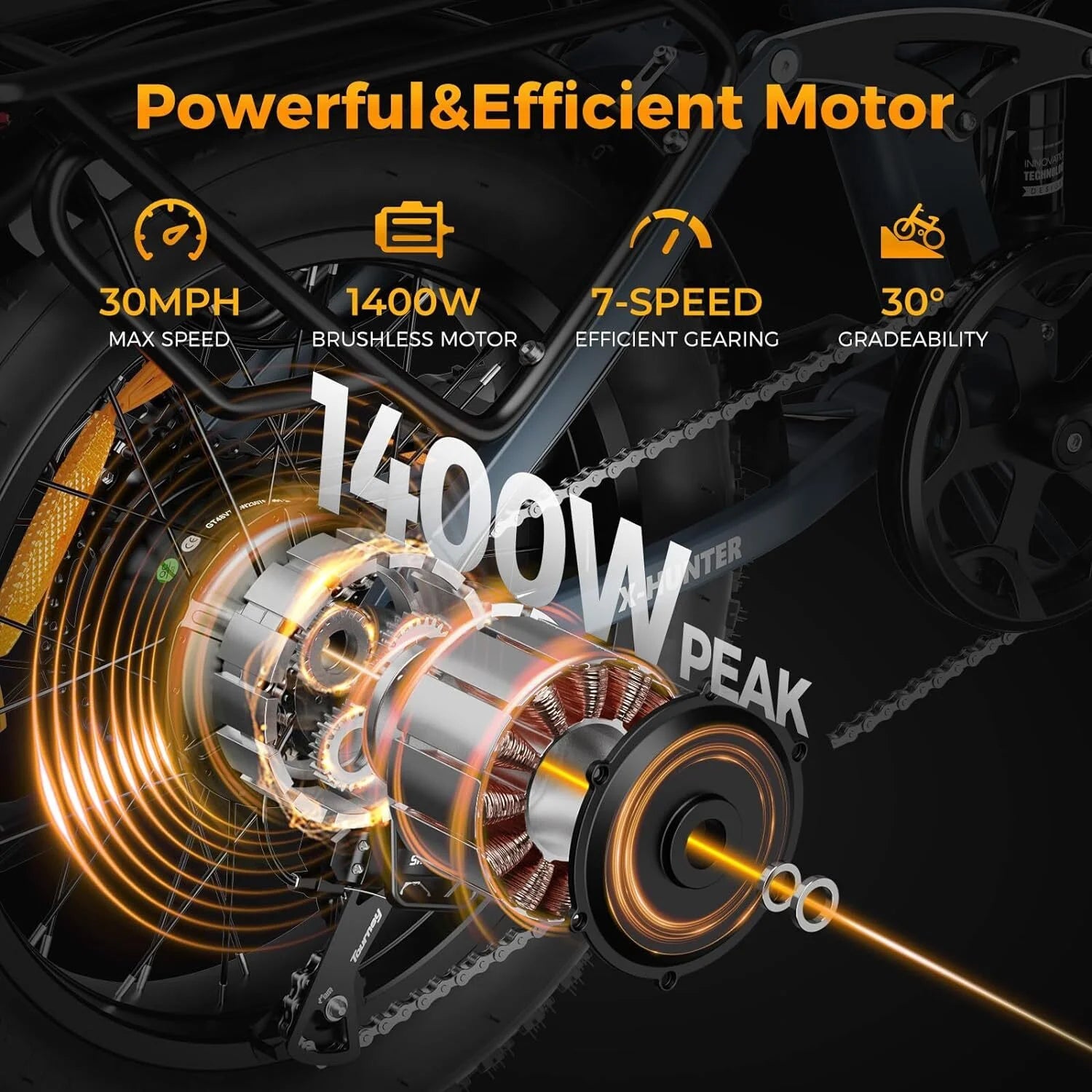 Jasion X - Hunter Electric Bike for Adults, 750W Motor Electric Bicycle with 48V 13AH Removable Battery - Product image 11