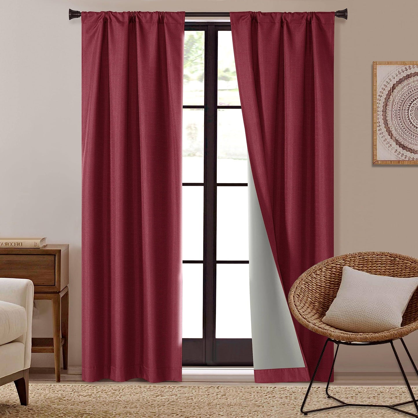 Dearfoams Energy Efficient Total Blackout Curtain Window Panel Set of 2, 37" x 63" Burgundy - Product image 1