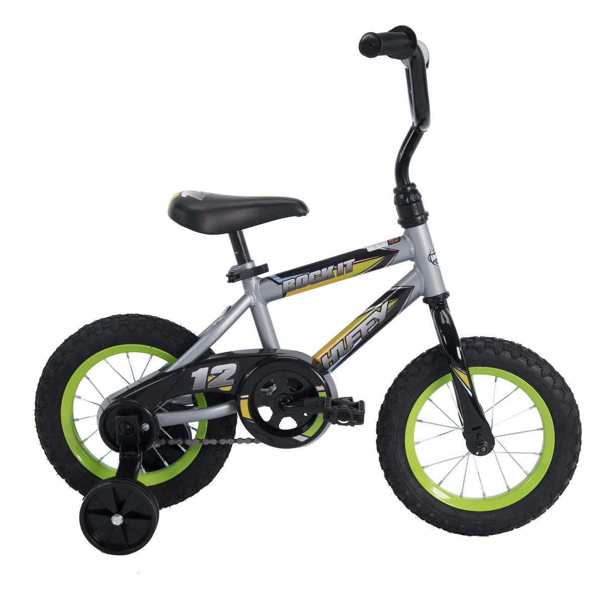 12 In. Rock It Boy Kids Bike, Grey Matte and Lime - Product image 1