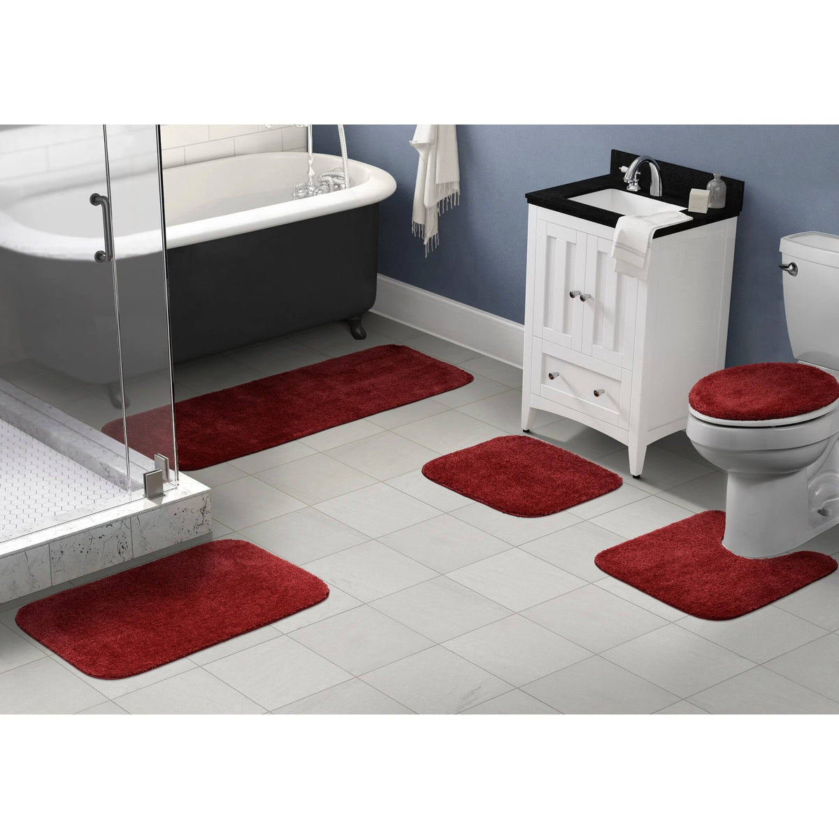 Garland Rugs Traditional 5 Piece Bathroom Rug Set Chili Pepper Red - Product image 1